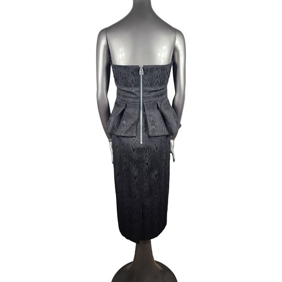 Veronica Beard New NWT Allyson Silver Zip Black Strapless Dress 6 - Picture 5 of 7